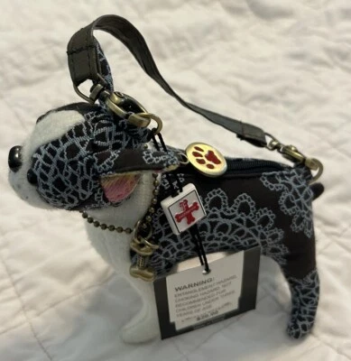 FuzzyNation Bulldog Boxer Puppy Wristlet Ornate Mini Coin Purse With Tags - Image 1 of 4