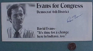 1970s Era Indiana Democrat David Evans for Congress signed autographed brochure- - Picture 1 of 1