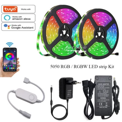 12V Tuya smart WiFi controller 5050 RGB RGBW LED strip Voice Control  5M 10M Kit - Image 1 of 4