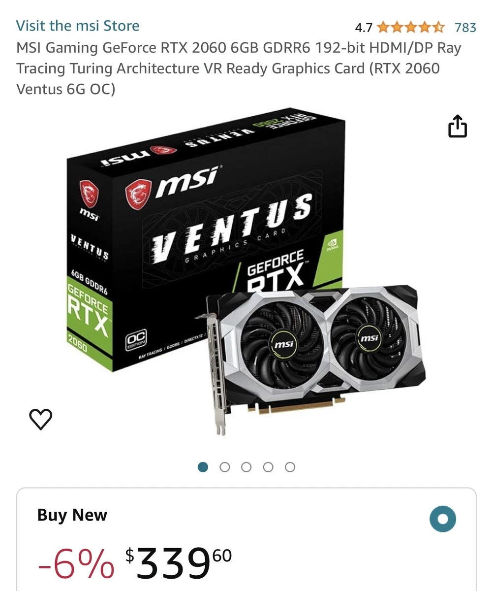 MSI NVIDIA GeForce RTX 2060 NVIDIA Computer Graphics Cards for