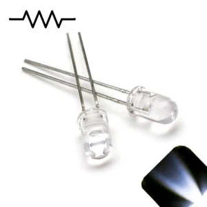 5 x 12v 5mm Luz LED Blanco Frío Ultra Brillante Resistencia Interna 5v-15v 9v 6 no - Imagen 1 de 2