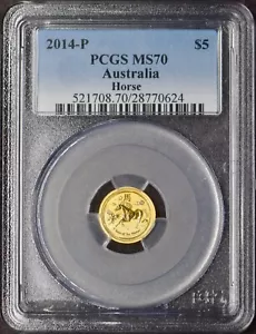 2014-P Australia $5 Gold 1/20oz Year of the Horse - PCGS MS70 - ✪COINGIANTS✪ - Picture 1 of 2