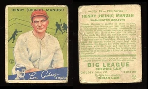 1934 Goudey Set Break #18 Heinie Manush HOF ~~ FR condition ~~ Senators - Picture 1 of 1