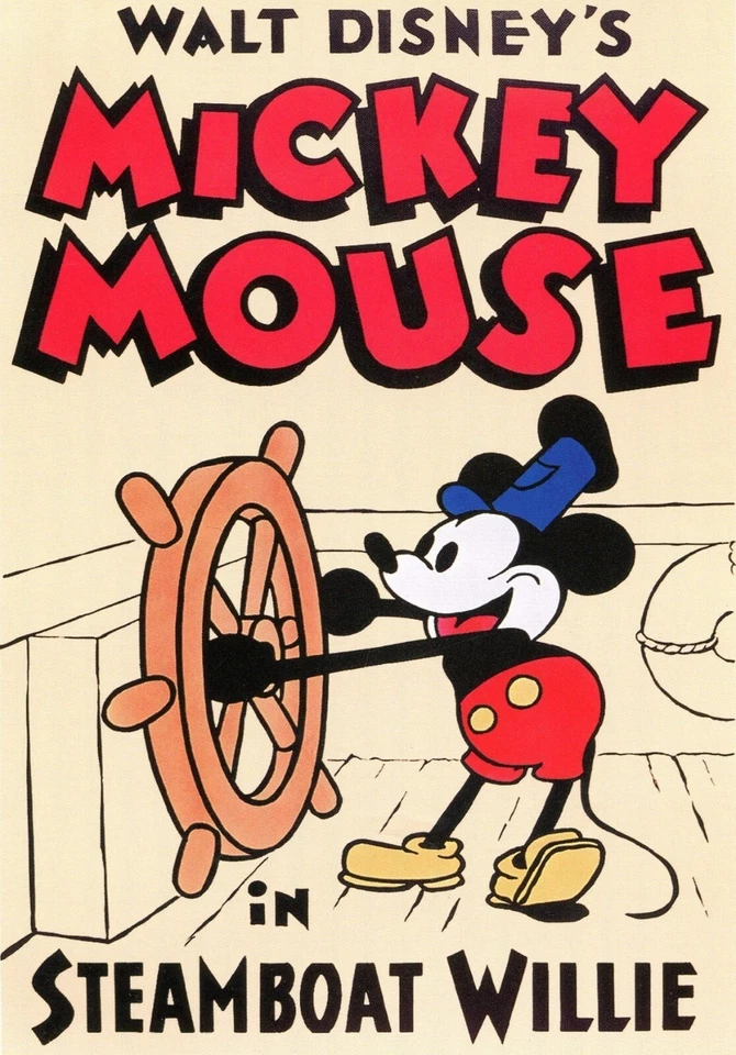 Disney's Steamboat Willie poster print - 11 x 17 inches - Vintage Mickey Mouse