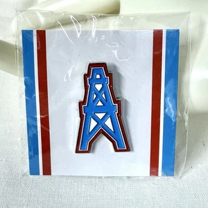 Vintage 1990s Houston Oilers NFL Hat Pin Lapel Blue Red Oil Derrick Logo Titans - Picture 1 of 4