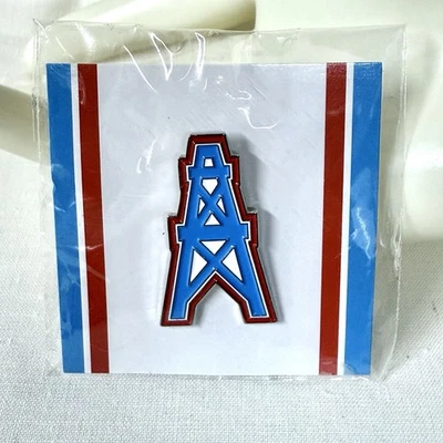 Vintage 1990s Houston Oilers NFL Hat Pin Lapel Blue Red Oil Derrick Logo Titans - Image 1 of 4