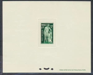 Tarjeta de prueba de escultura desnuda Mónaco CB12 1948 Bosio Aristaeus sin goma de mascar emitida - Imagen 1 de 2