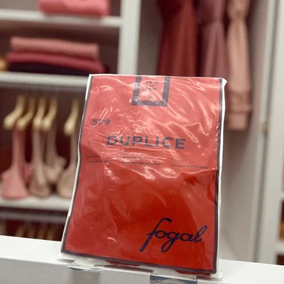 FOGAL Duplice 579,  "2 in 1" Red Fishnet over Black Opaque Tight - BEAUTIFUL - Image 1 of 4