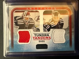 2023-24 Artifacts #TT-NJD Vitek Vanecek/Mackenzie Blackwood Tundra Tandems /299 - Picture 1 of 2