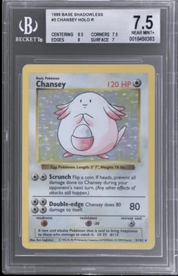 1999 Pokémon Chansey Holo Shadowless Base Set BGS 7.5 - Image 1 of 2