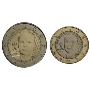 1 und 2 Euro München 2025 fdc neues Bildnis Prinz Albert II - Bild 1 von 1