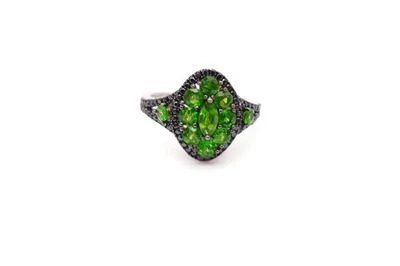 Sterling Silver 925 Green Black Spinel Ring Size 8 - Image 1 of 4