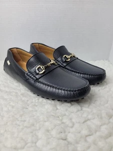 Oliver Cabell Driver Black Pebbled Leather Mens Sz 8 Boat HorseBit Loafer Shoes - Picture 1 of 10