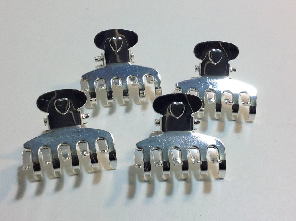 Metallo Capelli Circa 2,5 CM Lungo Argento Curvo Fuori Denti Da 4 Pezzo - Immagine 1 di 1