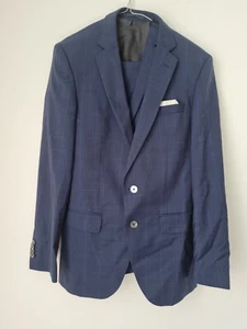 Chaqueta de Traje HUGO Boss Blazer 46 Elastizada Calce Ajustado, Lana Azul Marino Cuadros - Imagen 1 de 7