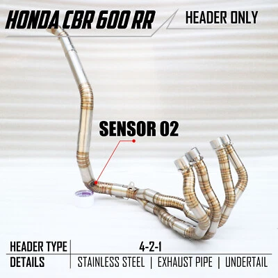 2007-2019 Honda CBR600RR Exhaust Header Only Silver Color Smoke Muffler - Image 1 of 4