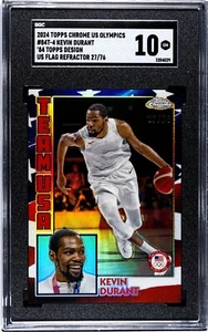 2024 Topps Chrome Olympics 1984 Team USA US Flag Kevin Durant /76 SGC 10! - Picture 1 of 2
