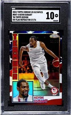 2024 Topps Chrome Olympics 1984 Team USA US Flag Kevin Durant /76 SGC 10! - Image 1 of 2