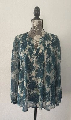 Новый с Ярлыками JOIE чистый шелк крестьянская блузка синий цветочный богемное хиппи Топ Sz M - Изображение 1 из 4