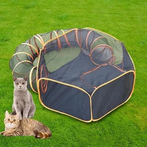 Hexagon Pet Tent Foldable Portable Fabric Multicolor Medium Solid Modern Cat - Picture 1 of 6