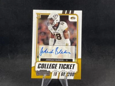 2021 PANINI CONTENDERS DRAFT JOSHUAH BLEDSOE ROOKIE COLLEGE TICKET AUTO PATRIOTS - Image 1 of 2