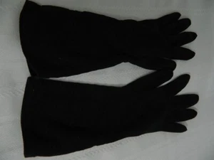 VTG Black Nylon Evening Gloves 12" Long Size 6-7 - Picture 1 of 5