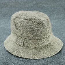 VTG Norm Thompson Hat Mens 7 1/8 Gray 100% Wool Tweed Bucket Cap Irish Fishing