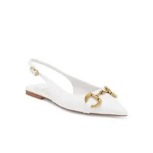 Jeffrey Campbell Women’s Evaline Slingback Pointed Toe Flat White Size 9 Leather - Picture 1 of 15