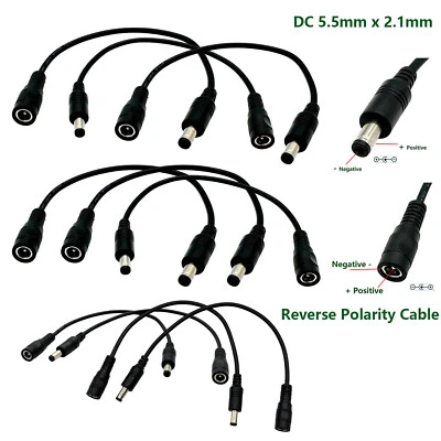 10x Reverse Polarity Converter Cable 5.5mm x 2.1mm Keyboard Guitar Effect Pedals - Image 1 of 4