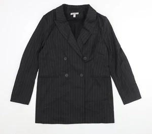 H&M Womens Grey Pinstripe Polyester Jacket Suit Jacket Size S - Picture 1 of 10