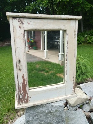 Antique Hardwood - Mirror Medicine Cabinet - Vintage Chic Old - Image 1 of 4