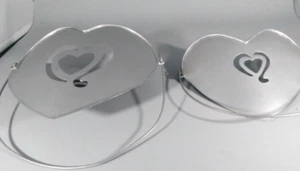 2  Hanging Heart Basket Silver Color Metal 1 (7 in x 6 in) 1 (6 in x 5 in) - Picture 1 of 3