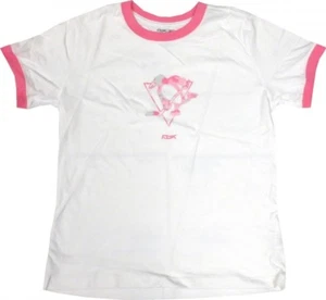 Pittsburgh Penguins Reebok NHL Women's White/Pink Camo Logo T-Shirt - Picture 1 of 1