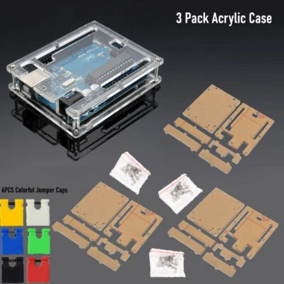 3 PACK Transparent Acrylic Case Cover Shell Enclosure Boxes for Arduino UNO R3 - Image 1 of 4