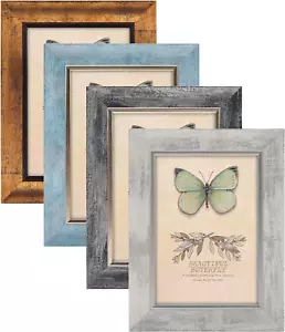 5X7 Picture Frames Set of 4 Rustic Retro Photo Frame with Plexiglass Wall Mount - Picture 1 of 12