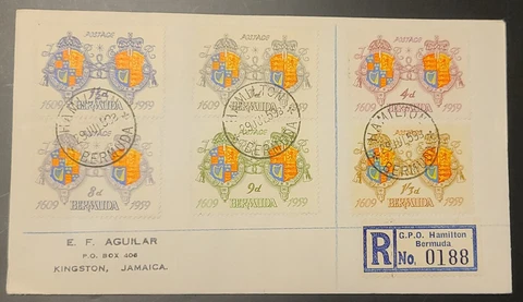 Bermuda 1959 QEII Cover 350th Anniversary of First Settlement Sc 169-174 Cover