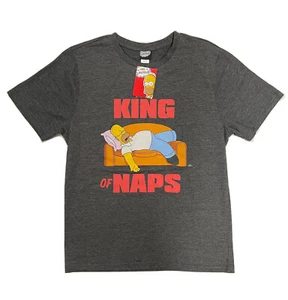 Homer Simpson King Of Naps The Simpsons licensed T Shirt Grey Size Medium - Picture 1 of 4