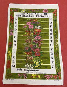 Vintage Lamont Tea Towel w Alphabet of Australian Flowers Pattern Kitchen Art - Bild 1 von 14