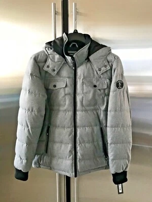 NUEVO CON ETIQUETAS Kenneth Cole Para hombres Capucha Puffer Derrame Gris Talla XL  Foto 1 de 4