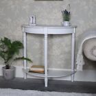 Antique white half moon console table vintage chic hallway living room furniture