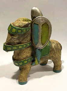 Mid Century Modernist Plaster Chalkware Green Knight On Horse - Picture 1 of 6