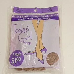 NEW VINTAGE LEGGS Todays GIRL Size Q Sun Tan Day Sheer Toe Regular Panty Hose - Picture 1 of 5