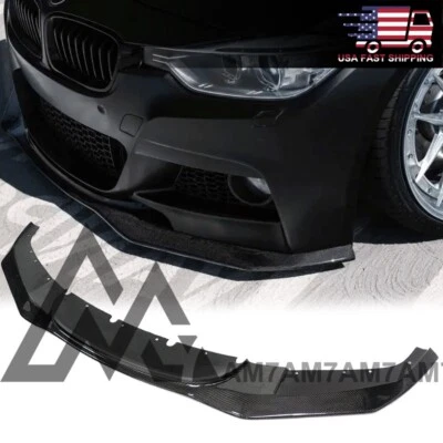 PS Style Carbon Fiber Front Spoiler Lip For 2012-2018 BMW F30 F31 M Sport - Image 1 of 4