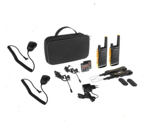 Paar Walkie Motorola T82 +Ladegerät+Kopfhörer+Koffer+ Micros Von Hand - Zdjęcie 1 z 6