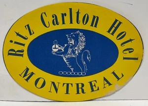 Vintage Ritz Carlton Hotel Montreal Canada Lion Luggage Label Decal Travel Ad - Picture 1 of 2