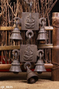 Tibetan religion Copper tire Handmade Chiseling Elephant trunk Mammon Wind chime - Picture 1 of 9