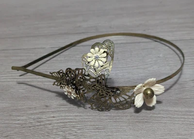 Vintage Floral Metal Tiara Headband Crown Jewelry Accessory - Image 1 of 4
