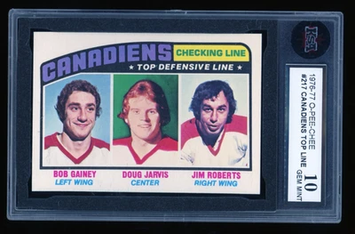 Checking Line Gainey 1976-77 O-Pee-Chee #217 OPC Canadien de Montréal KSA 10 GEM - Image 1 of 2