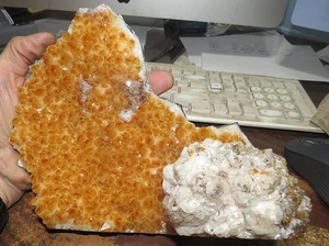 LG. AAA GRADE CITRINE CRYSTAL CLUSTER GEODE CALCITE BRAZIL CATHEDRAL - Picture 1 of 6