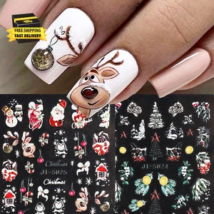 Christmas Nail Stickers Decals Cute Christmas Nail Art Decor Self-Adhesive 5D Em - Picture 1 of 7